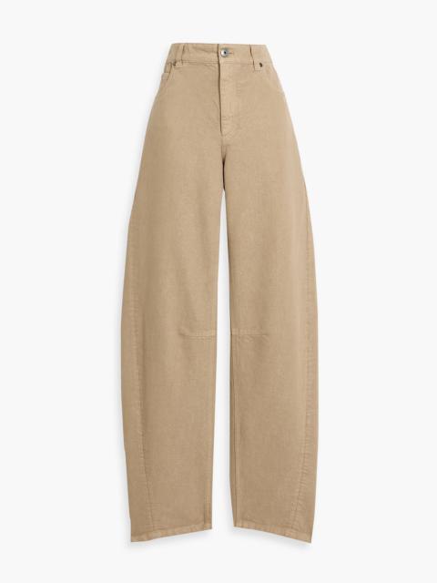 Brunello Cucinelli Metallic high-rise barrel-leg jeans