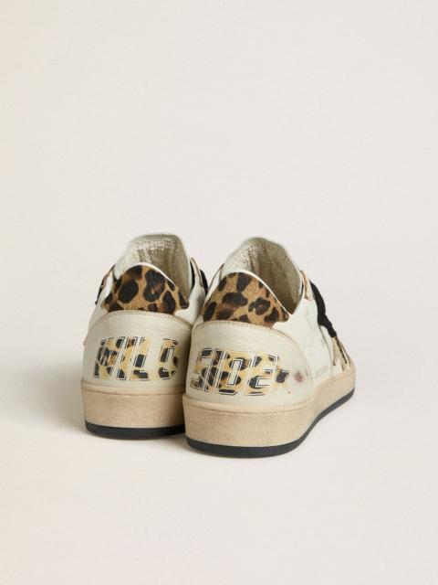 Golden Goose Women's Ball Star Wishes with suede star and leopard-print pony skin heel tab
