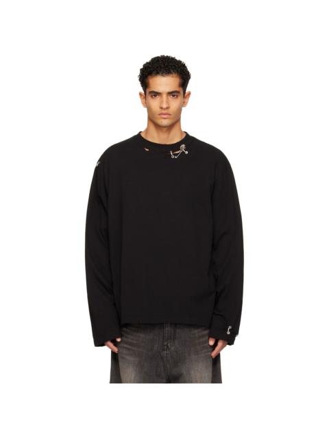 We11done Black Rose & Piercing Long Sleeve T-shirt