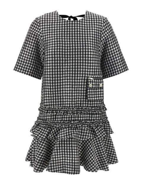GANNI 'Crinkled Check Mini' dress