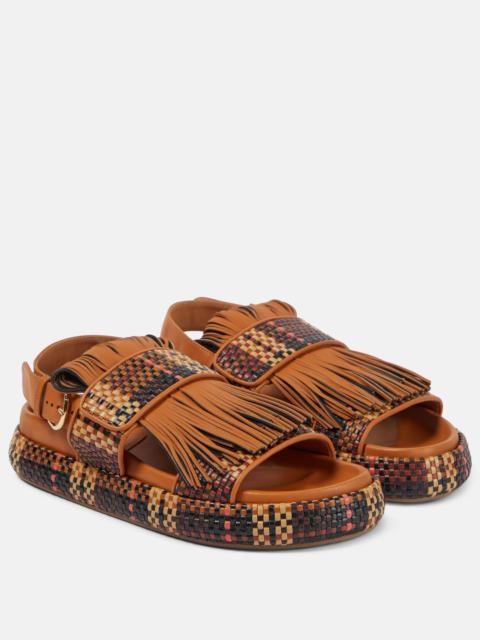 ULLA JOHNSON Fringed woven leather sandals