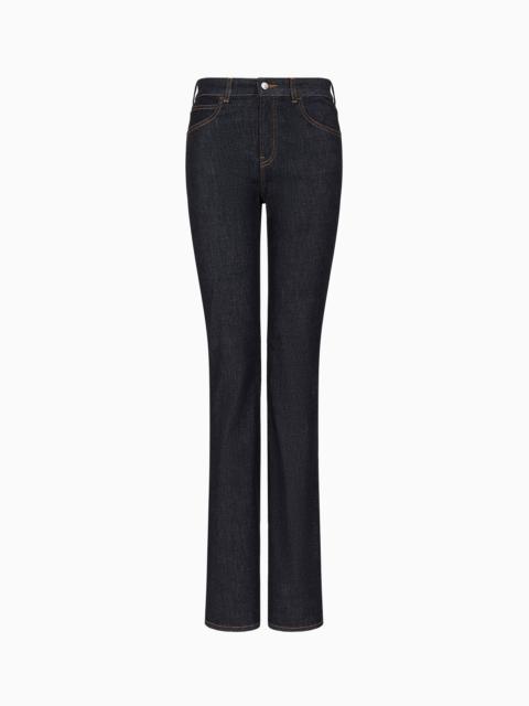 EMPORIO ARMANI J47 Medium high-waisted, lightly worn-look, flared, stretch-denim jeans
