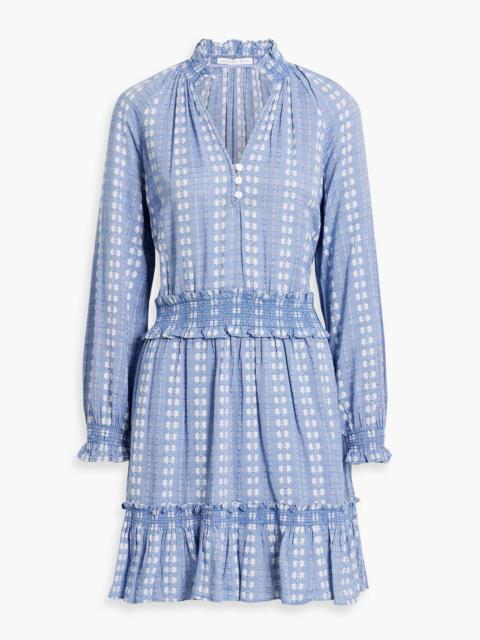 VERONICA BEARD Espie shirred cotton-jacquard mini dress