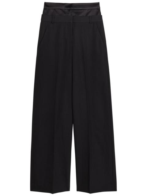 Erdem Erdem Layered Wide-leg Silk-blend and Wool Trousers