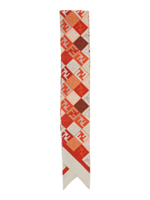 Fendi Women Multicolor Scarf With Geometric And Ff All-Over Motif In Silk Woman
