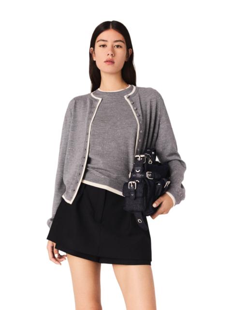 maje maje Knit embellished cardigan in Grey at Nordstrom