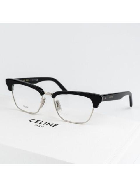 CELINE SALE! NEW Celine CL50026U 016 Shiny Palladium Black Women Square Eyeglasses