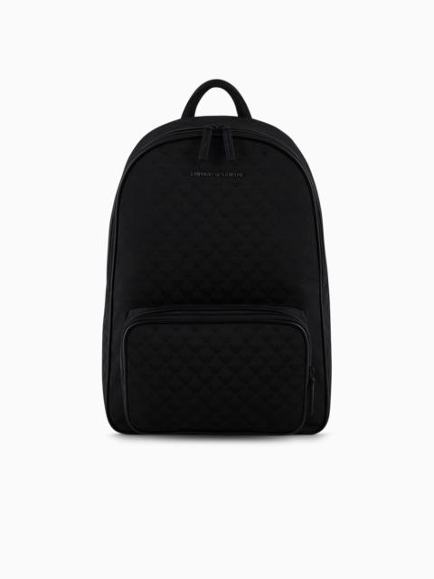 EMPORIO ARMANI Nylon backpack with all-over jacquard eagle