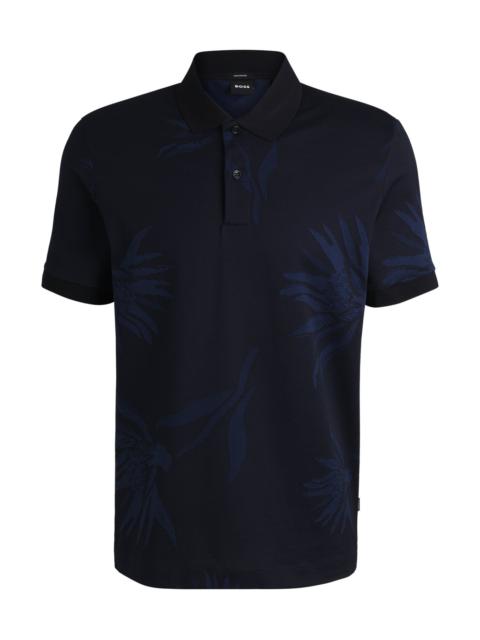 BOSS MERCERIZED-COTTON POLO SHIRT WITH FLORAL JACQUARD