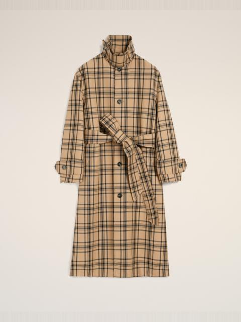 AMI Paris BROWN WOOL CHECKED BELTED MAC