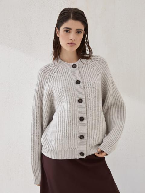 Brunello Cucinelli English rib cardigan in cashmere Feather yarn