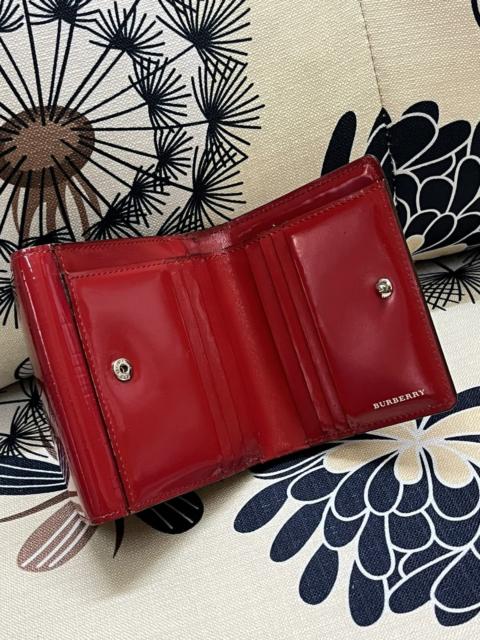 Burberry BURBERRY JAPAN RED GLOSY WINDOWPANE PATENT COIN CARD WALLET