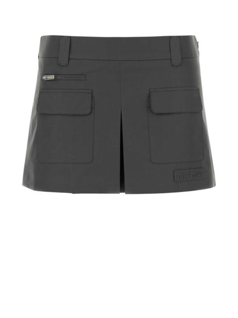 Miu Miu Miu Miu Women Charcoal Poplin Mini Skirt