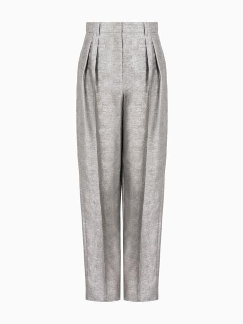 EMPORIO ARMANI Icon trousers with pleats in a Prince of Wales check viscose