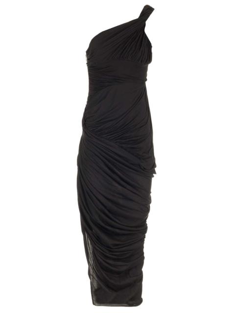 Rick Owens Draped Jersey Midi Dress Dresses Black
