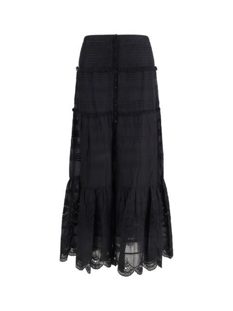 Isabel Marant Étoile Marant Étoile Paoline Long Cotton Skirt Black