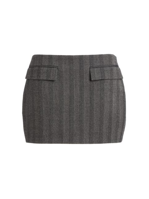 FERRAGAMO Herringbone Stretch-Wool Mini Skirt stripe