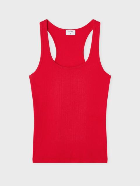 FILIPPA K Top Fine Rib Scoop Tank Red