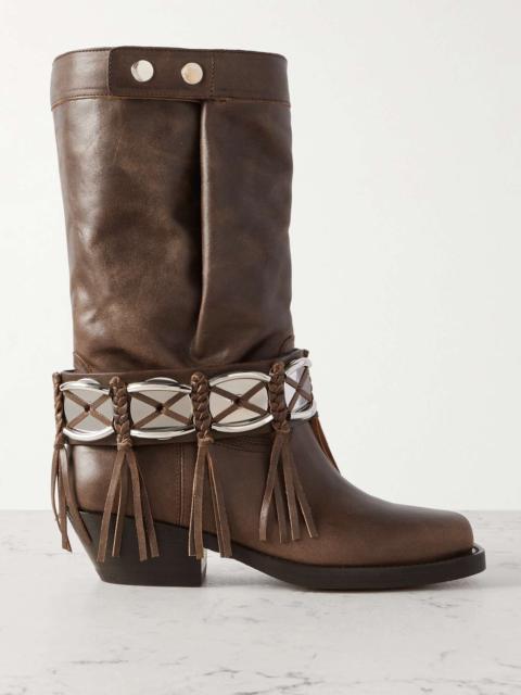 Ademe embellished fringed leather ankle boots