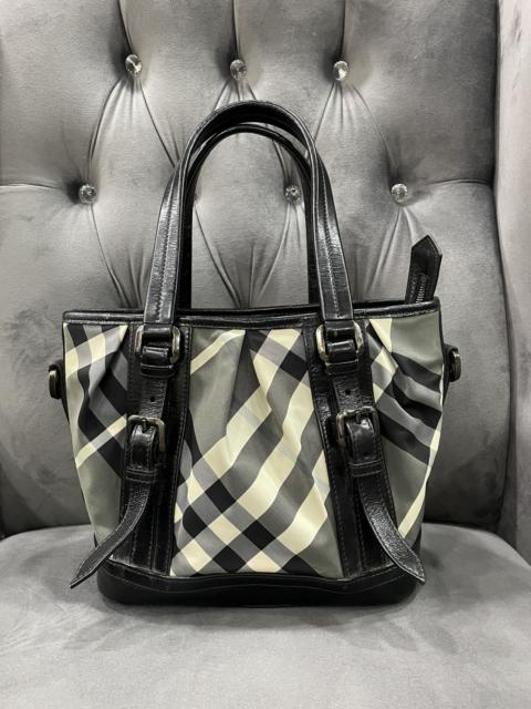 Burberry Authentic BURBERRY Black Beat Check Nylon Lowry Tote Bag