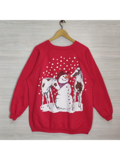 Other Designers Other - 80s 90s Christmas Raglan Sweatshirt Animal Graphics
