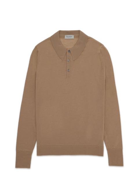 FORTELA Fortela Dorset Long Sleeve Polo Shirt in Camel at Nordstrom