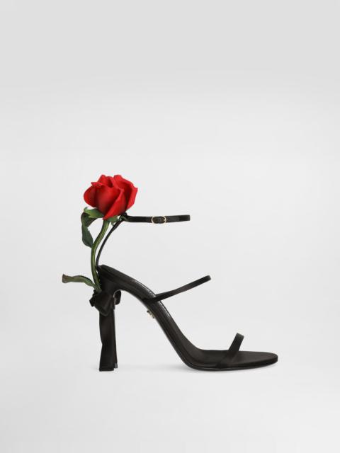 Dolce & Gabbana Satin sandals with rose embellishment