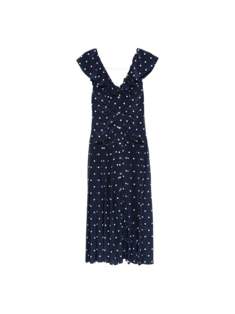 polka dot-print ruffled dress