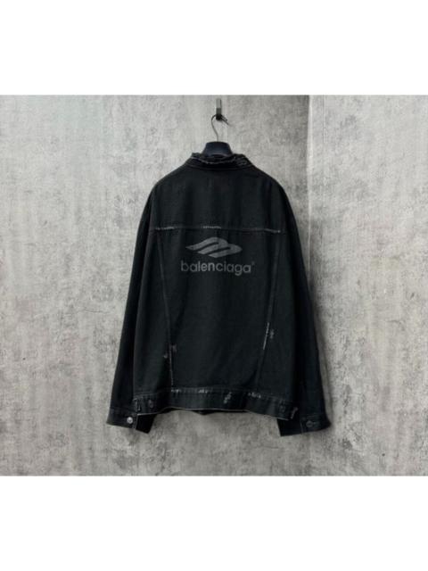 BALENCIAGA Balenciaga distressed logo denim jacket
