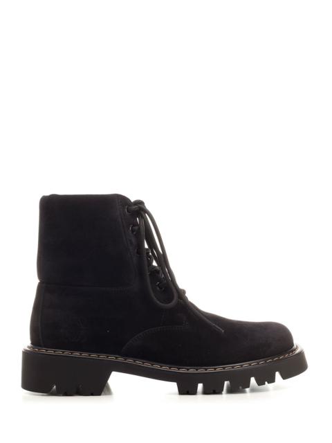 Loewe Sierra Combat Ankle Boot In Suede Boots Black