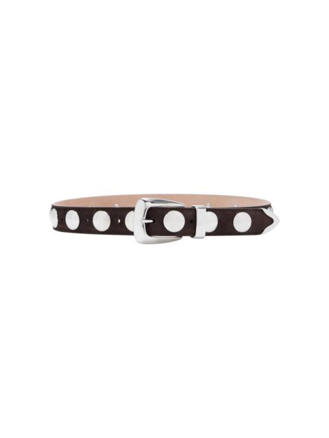 KHAITE Benny Studded Suede Belt brown