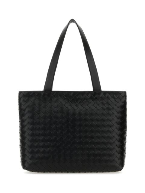 Black Leather Small Intrecciato Shopping Bag