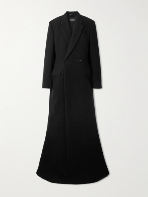 BALENCIAGA Double-breasted Brushed Wool-blend Coat