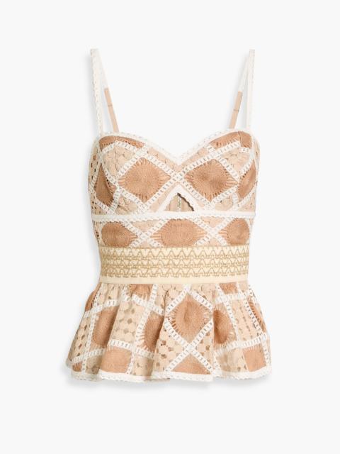 PatBO Bossa crochet peplum top