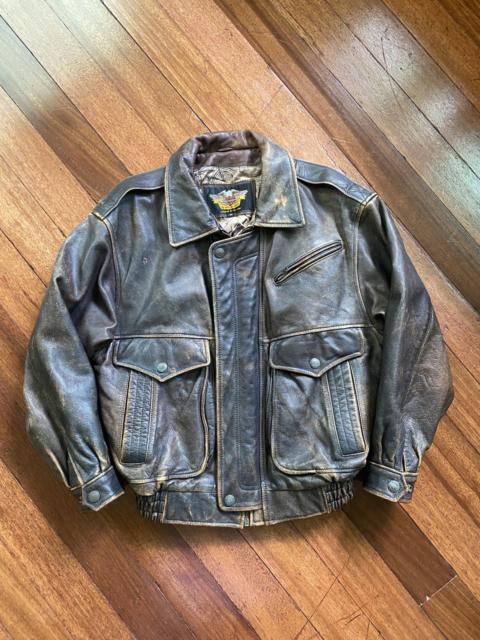Other Designers 90s Harley Davidson Cargo Patina Bomber Leather Jacket