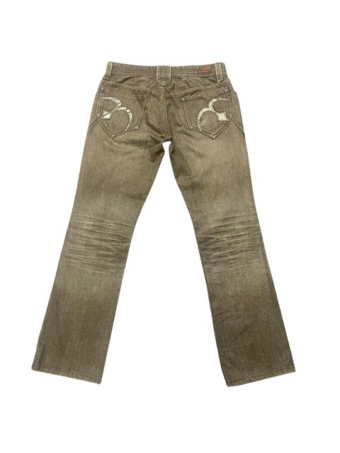 Other Designers Nicole Club Denim Snake Skin Leather Flare Jeans