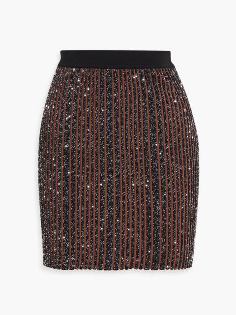 Missoni Sequin-embellished ribbed-knit mini skirt