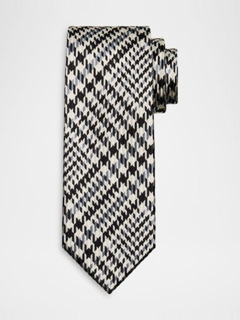 TOM FORD Men's Exploded Prince of Wales Check Silk Tie