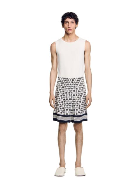 SANDRO Square Cross floaty Bermuda shorts in Black at Nordstrom