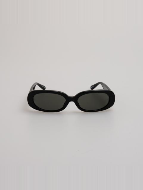 LINDA FARROW CARA OVAL SUNGLASSES IN BLACK