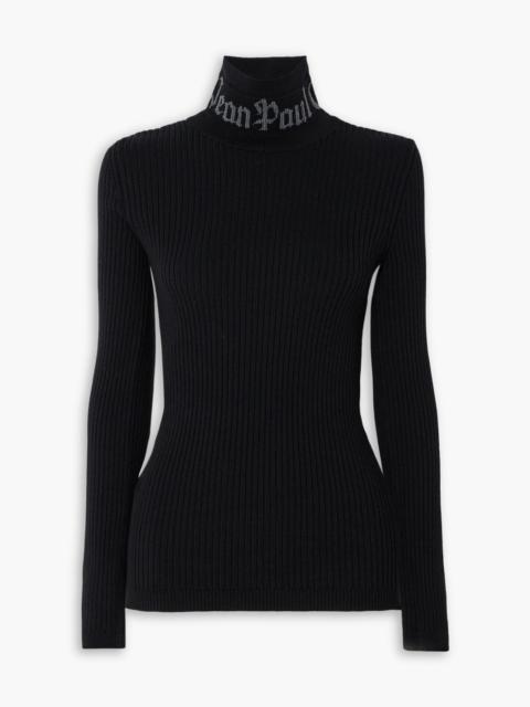 Jean Paul Gaultier Ribbed merino wool-blend jacquard turtleneck top