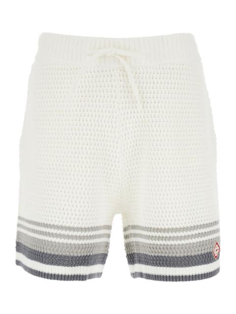 CASABLANCA Casablanca Men White Bermuda Pants With Drawstring Waist And Logo Embroidery On The Front In Cotton 