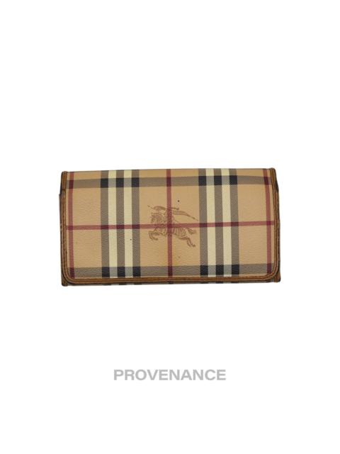 Burberry Burberry Long Snap Wallet - Haymarket Check Brown