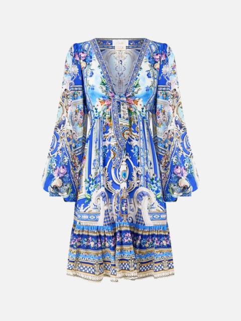 CAMILLA SHORT TIE FRONT BLOUSON DRESS