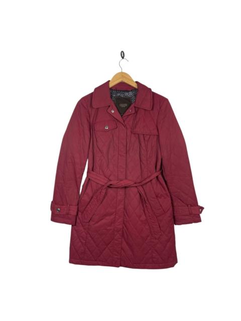 COACH Coach Quilted Jacket Red Belted Coat Women Signature Lining