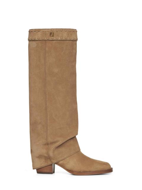 FENDI Fendi Women Dark Dove Grey Suede Minerva Boots