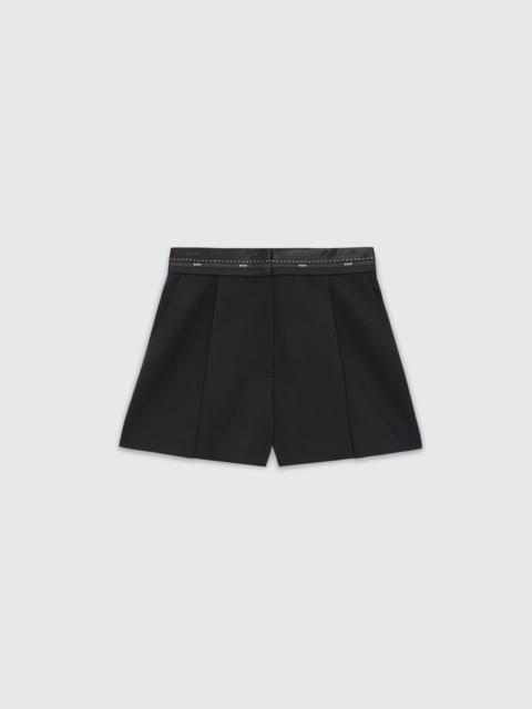 MSGM Black shorts in cool wool with MSGM ribbon