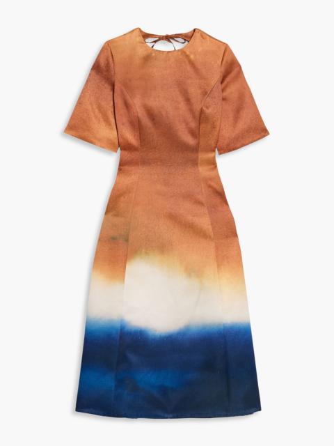 Oscar de la Renta Cutout printed satin midi dress