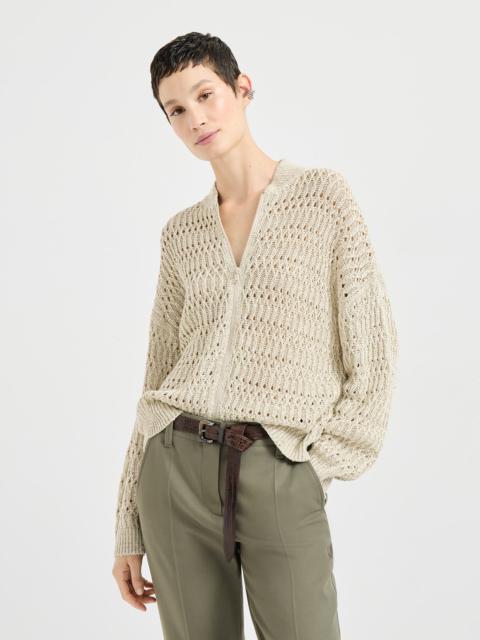 Brunello Cucinelli Linen dazzling braids cardigan