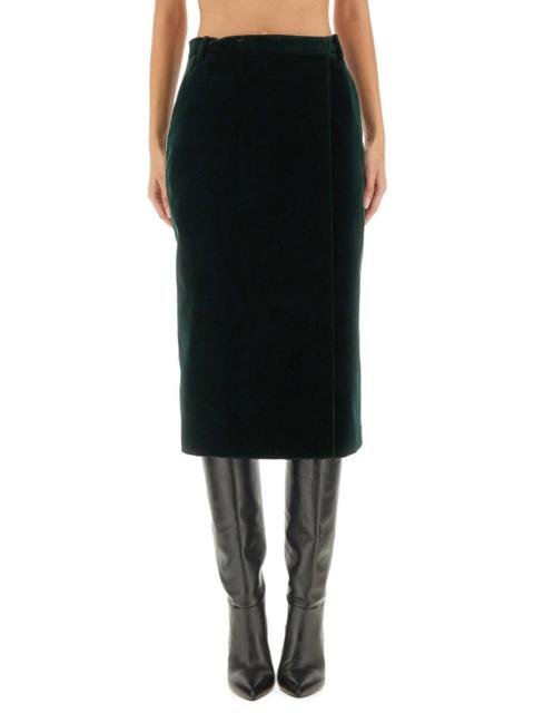 SAINT LAURENT Saint Laurent Women Velvet Crossover Midi Skirt